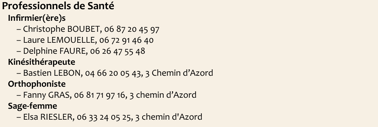 Professionnels de Santé